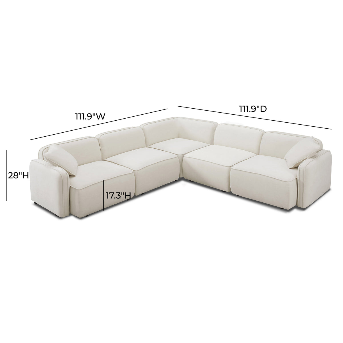 Travie 5-Piece Sand Upcycled Performance Linen Modular L-Sectional by TOV Furniture – photo 6 of 7