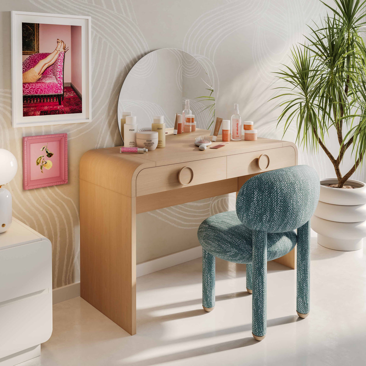 Manu Teal Nubby Performance Fabric Side Chair by TOV Furniture – photo 8 of 8