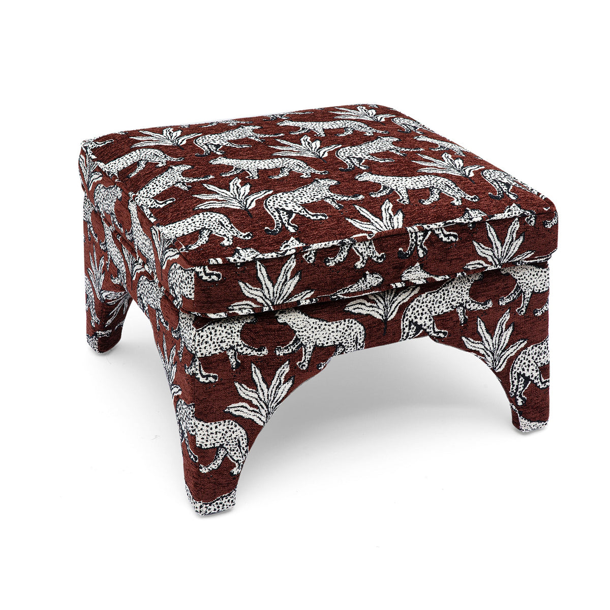 Raji Brown Leopard Jacquard Ottoman by TOV Furniture – photo 3 of 6