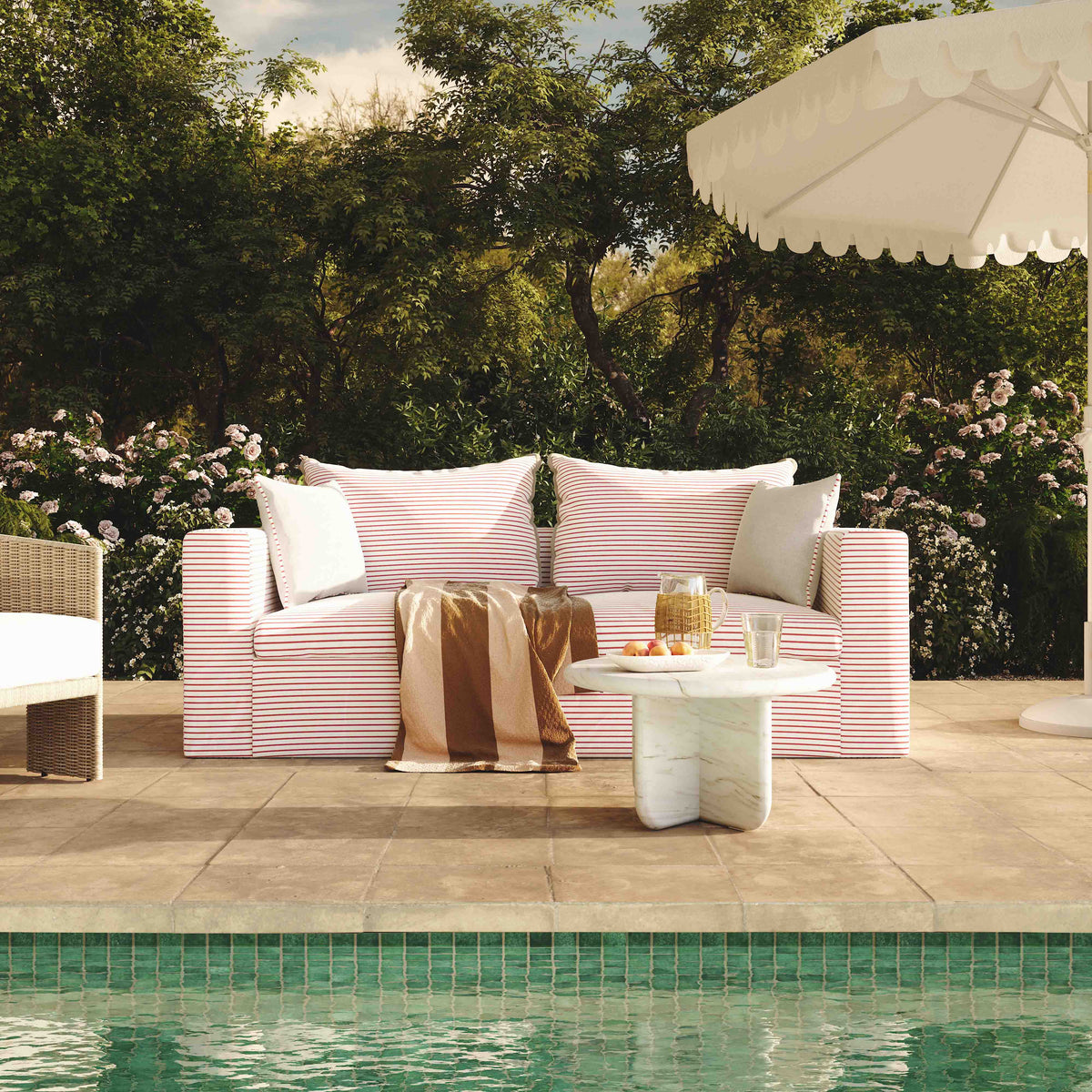 Salty Red Striped Contract-Grade Indoor/Outdoor Sofa by TOV Furniture – photo 2 of 7