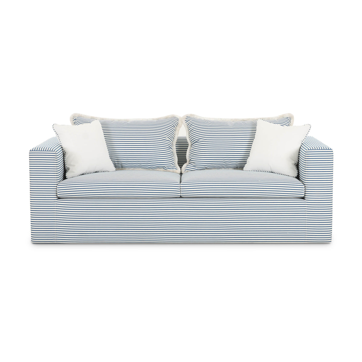 Salty Blue Striped Contract-Grade Indoor/Outdoor Sofa by TOV Furniture – photo 1 of 7