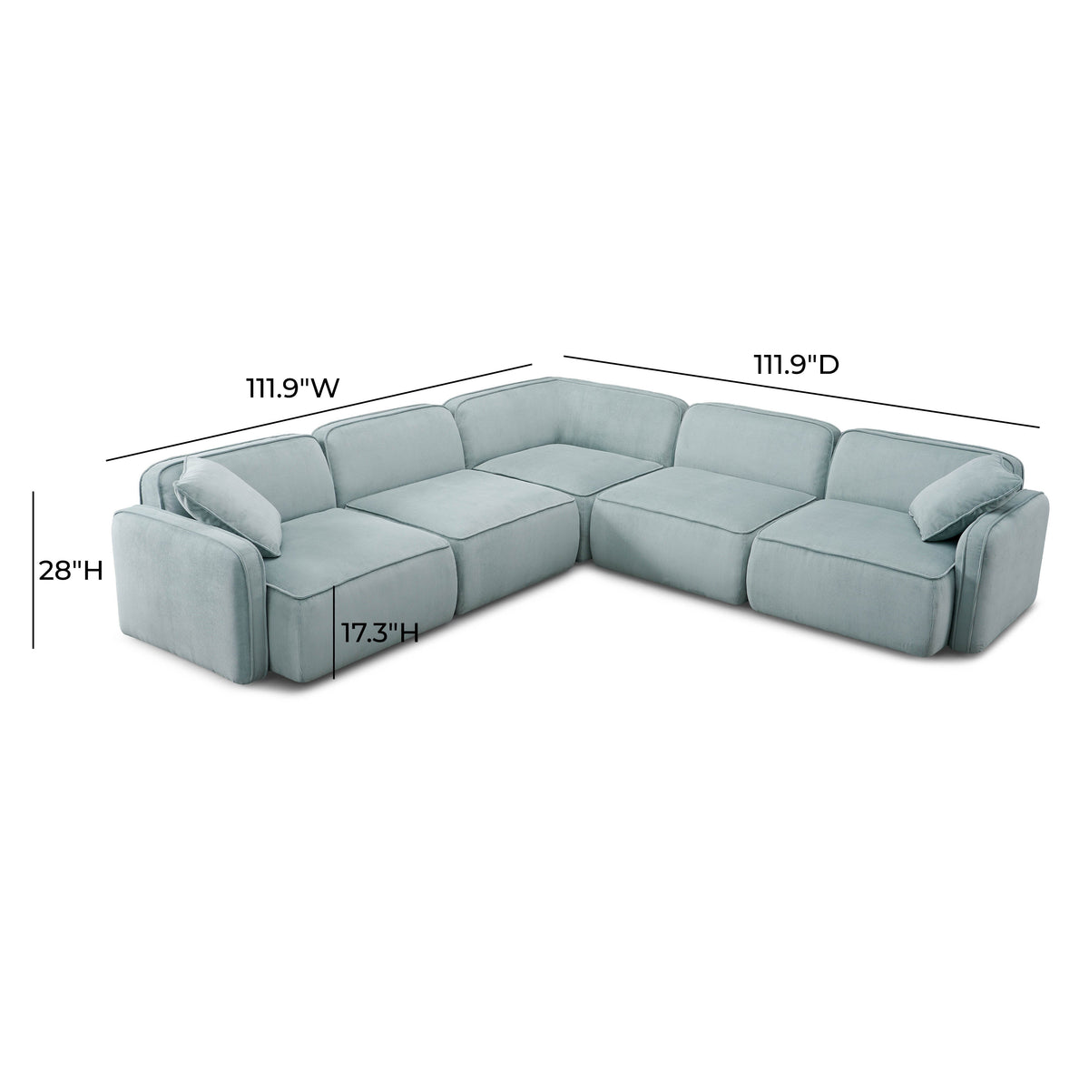 Travie Sea Blue Performance Corduroy Velvet Modular L-Sectional by TOV Furniture – photo 7 of 8
