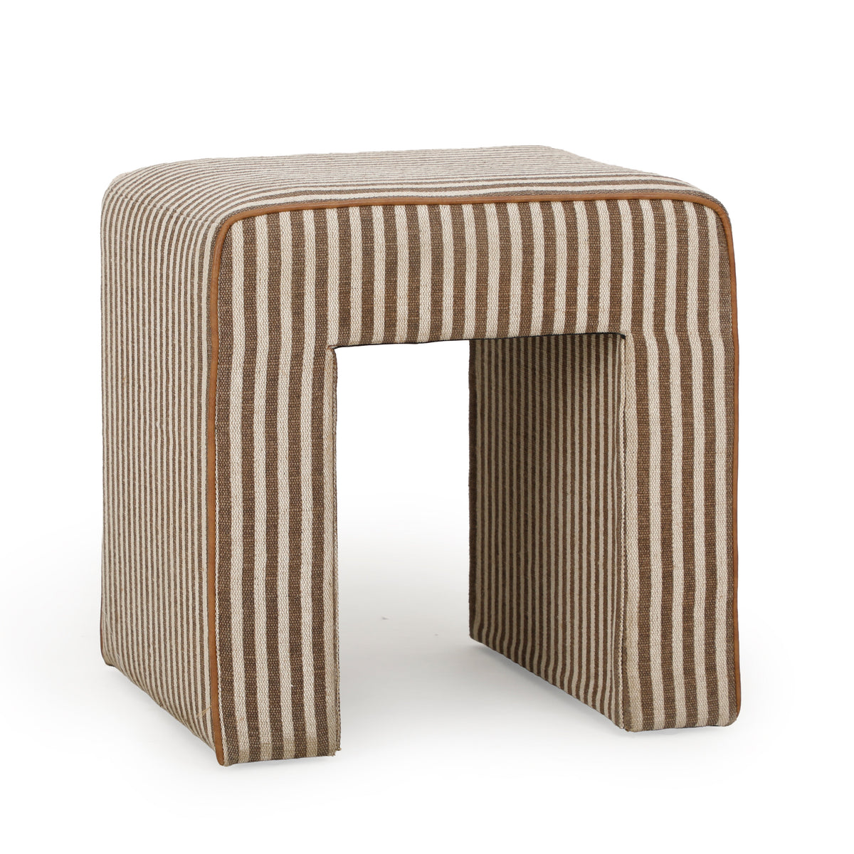 Byron Square Brown Stripe Cotton Jute Ottoman by TOV Furniture – photo 1 of 7