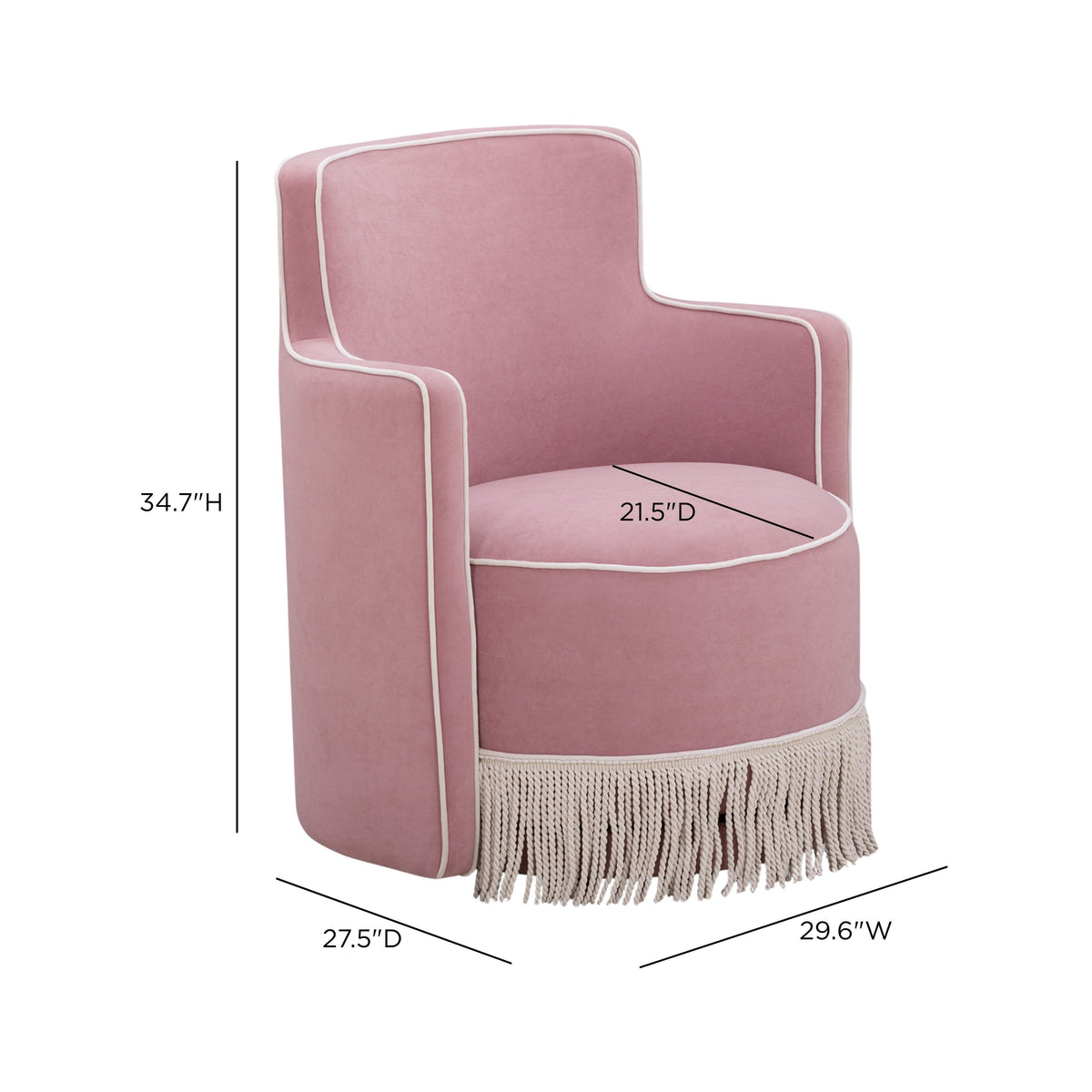 Passe Tasseled Velvet Swivel Accent Chair in Pink by TOV Furniture – photo 9 of 9