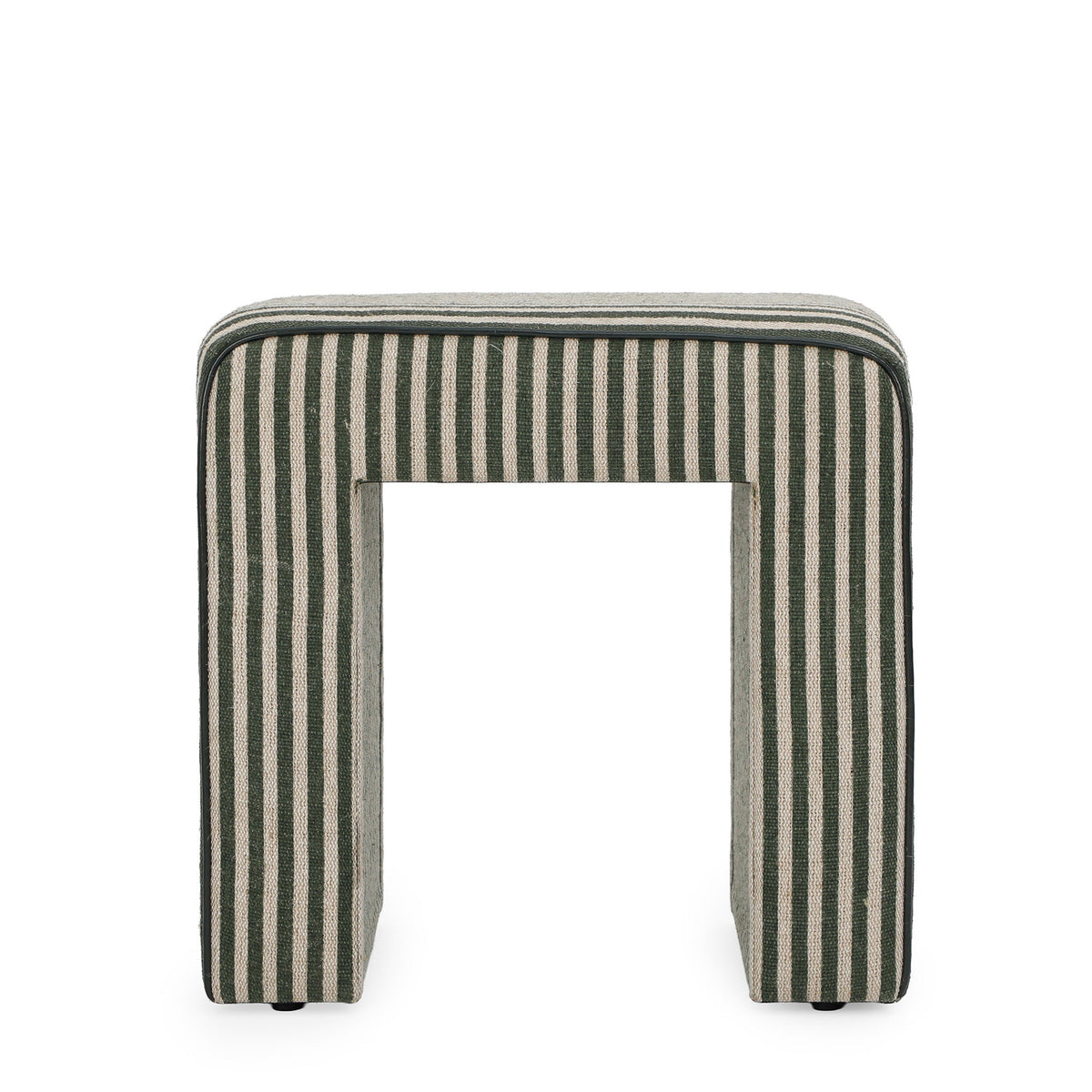 Byron Square Green Stripe Cotton Jute Ottoman by TOV Furniture – photo 2 of 6