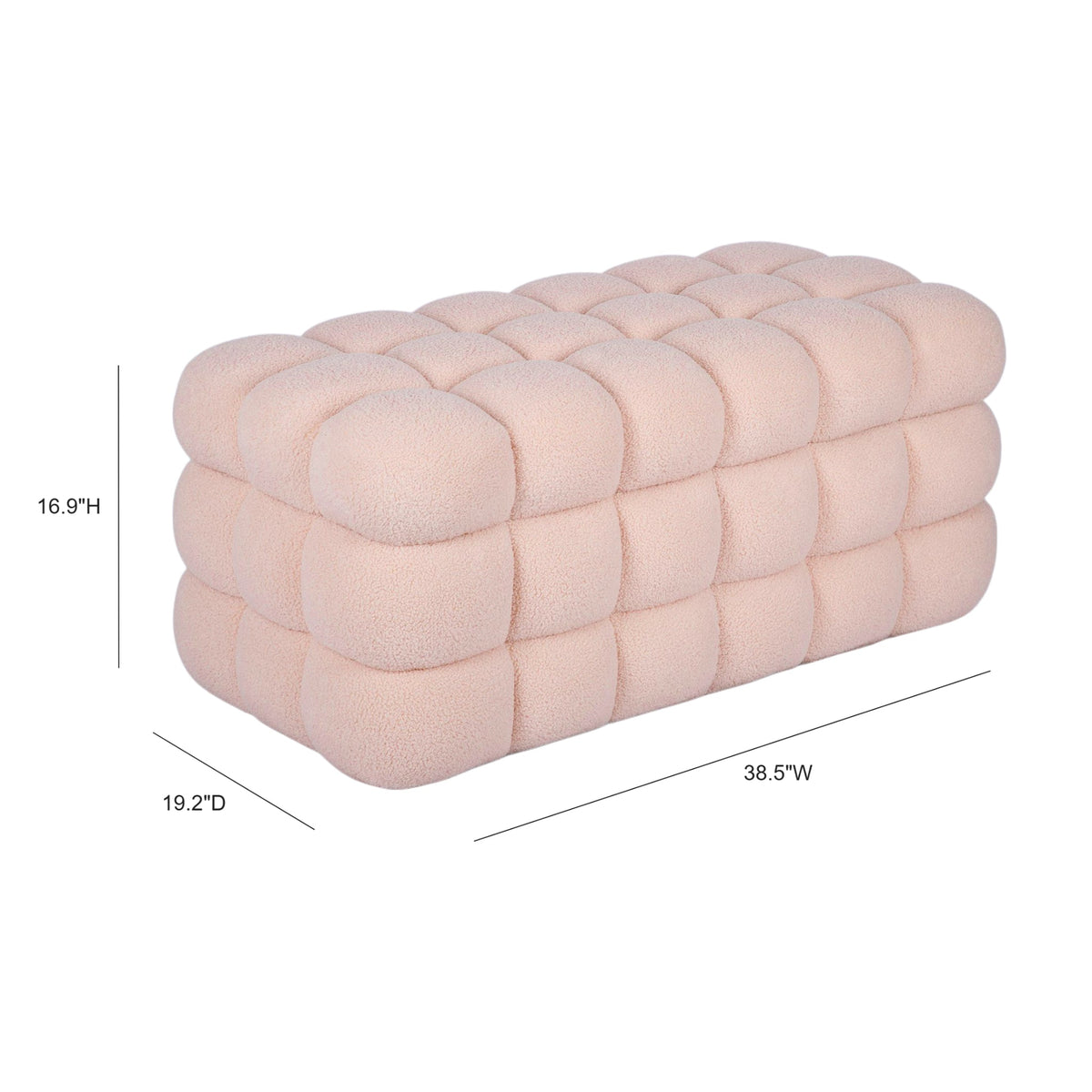Anita 38.5" Pink Shearling Storage Bench With Reversible Tray Top by TOV Furniture – photo 9 of 10