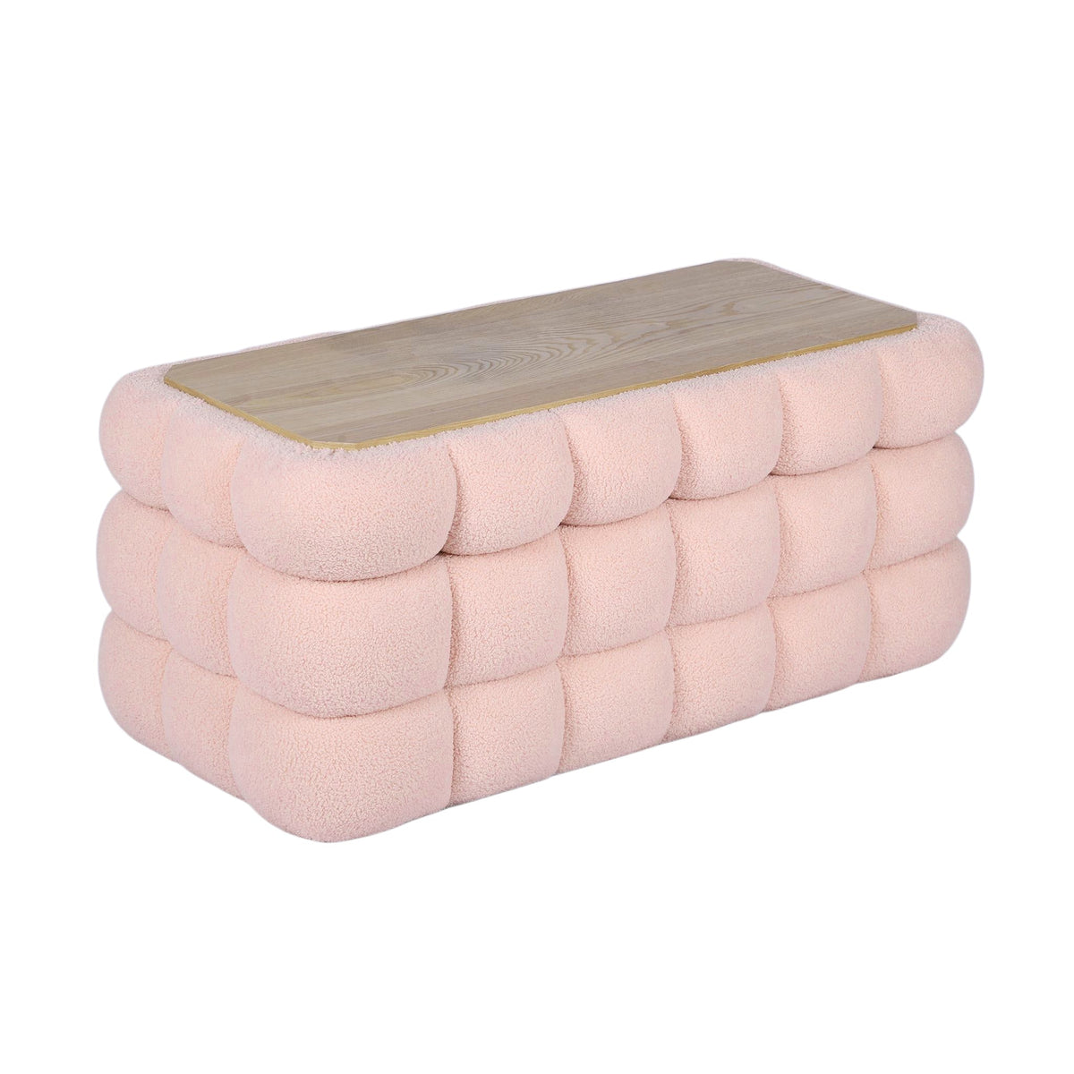 Anita 38.5" Pink Shearling Storage Bench With Reversible Tray Top by TOV Furniture – photo 5 of 10