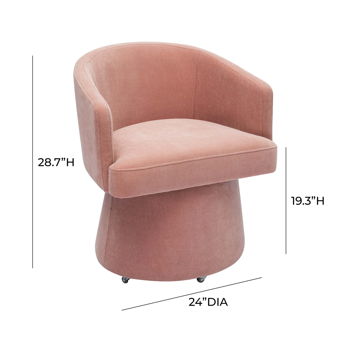 Kristen Rolling Desk Chair in Pink by TOV Furniture – photo 6 of 8
