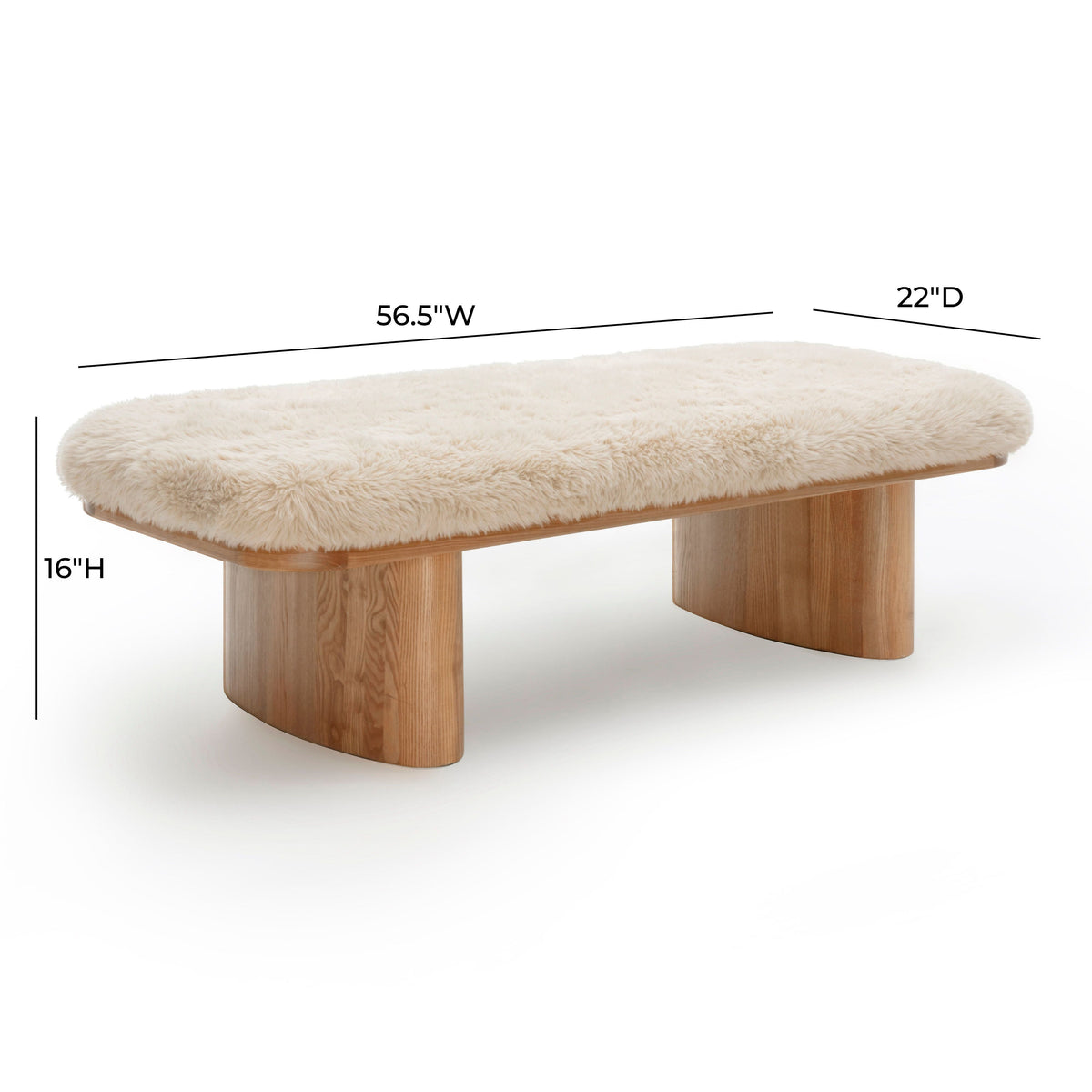 Ollie Natural Contract-Grade Straight Vegan Shearling Large Bench by TOV Furniture – photo 6 of 7