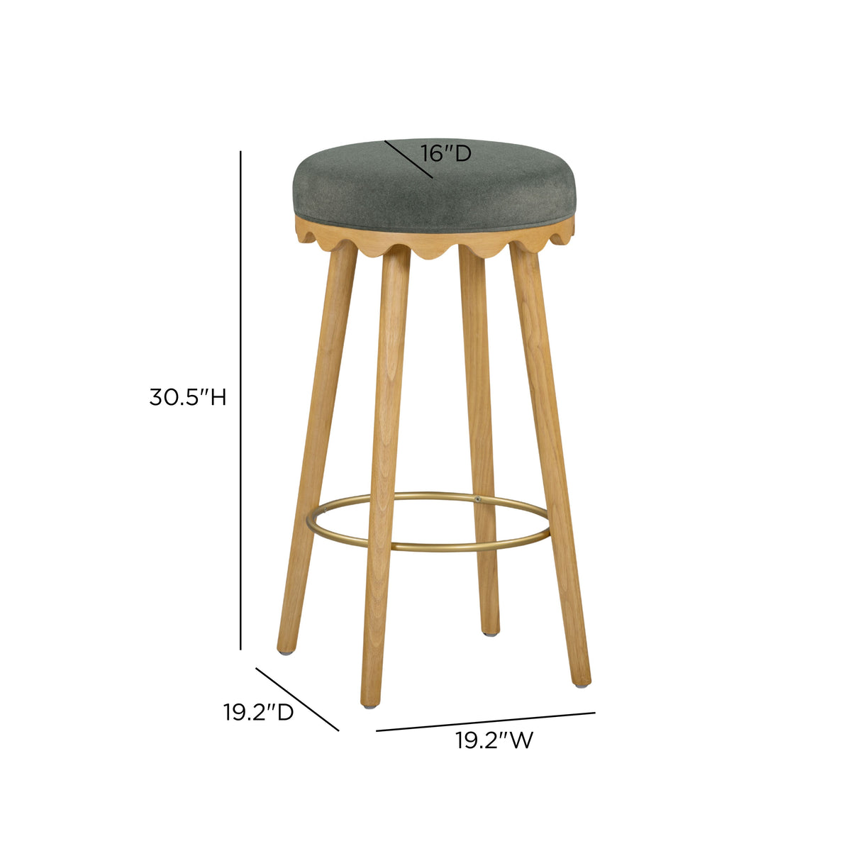 Oodle Green Performance Vegan Mohair Natural Bar Stool by TOV Furniture – photo 6 of 6