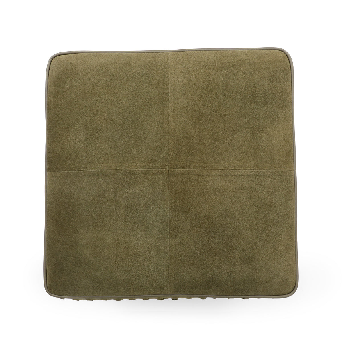 Daphne Square Olive Green Suede Fringe Ottoman by TOV Furniture – photo 4 of 6