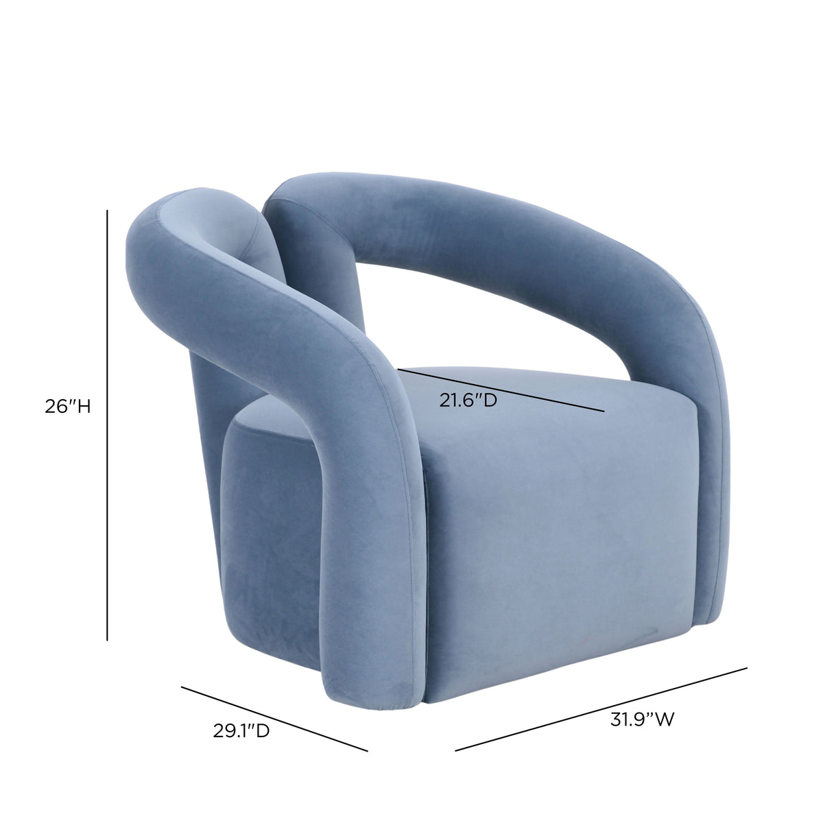 Jenn Blue Performance Velvet Accent Chair by TOV Furniture – photo 8 of 8