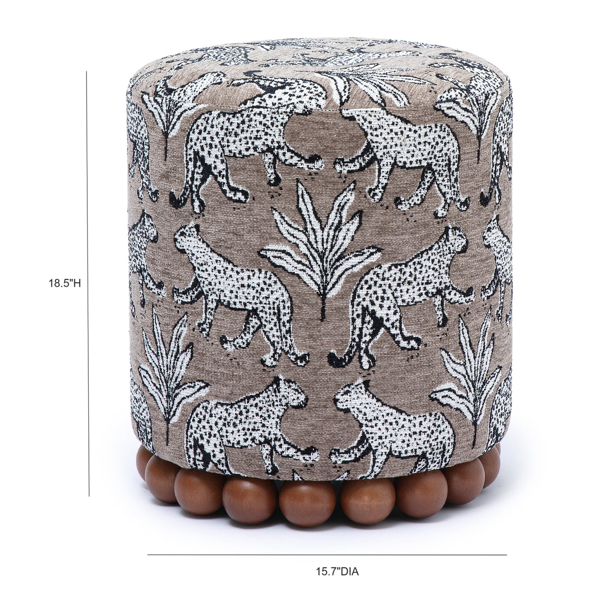 Dex Smoke Grey Leopard Jacquard Ottoman by TOV Furniture – photo 4 of 5