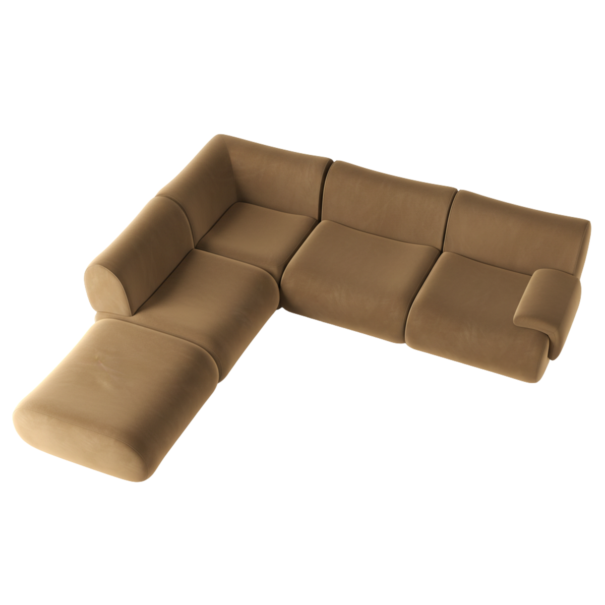 Zenith Latte Brown Velvet Modular LAF Sectional by TOV Furniture – photo 4 of 10