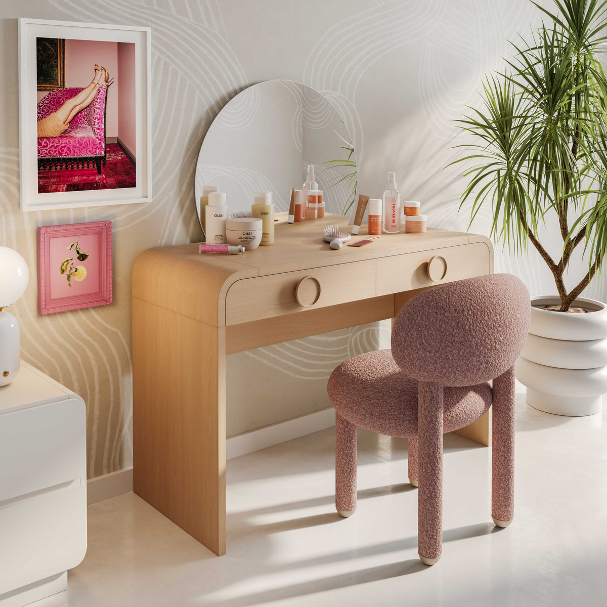 Manu Rose Pink Performance Boucle Side Chair by TOV Furniture – photo 8 of 8