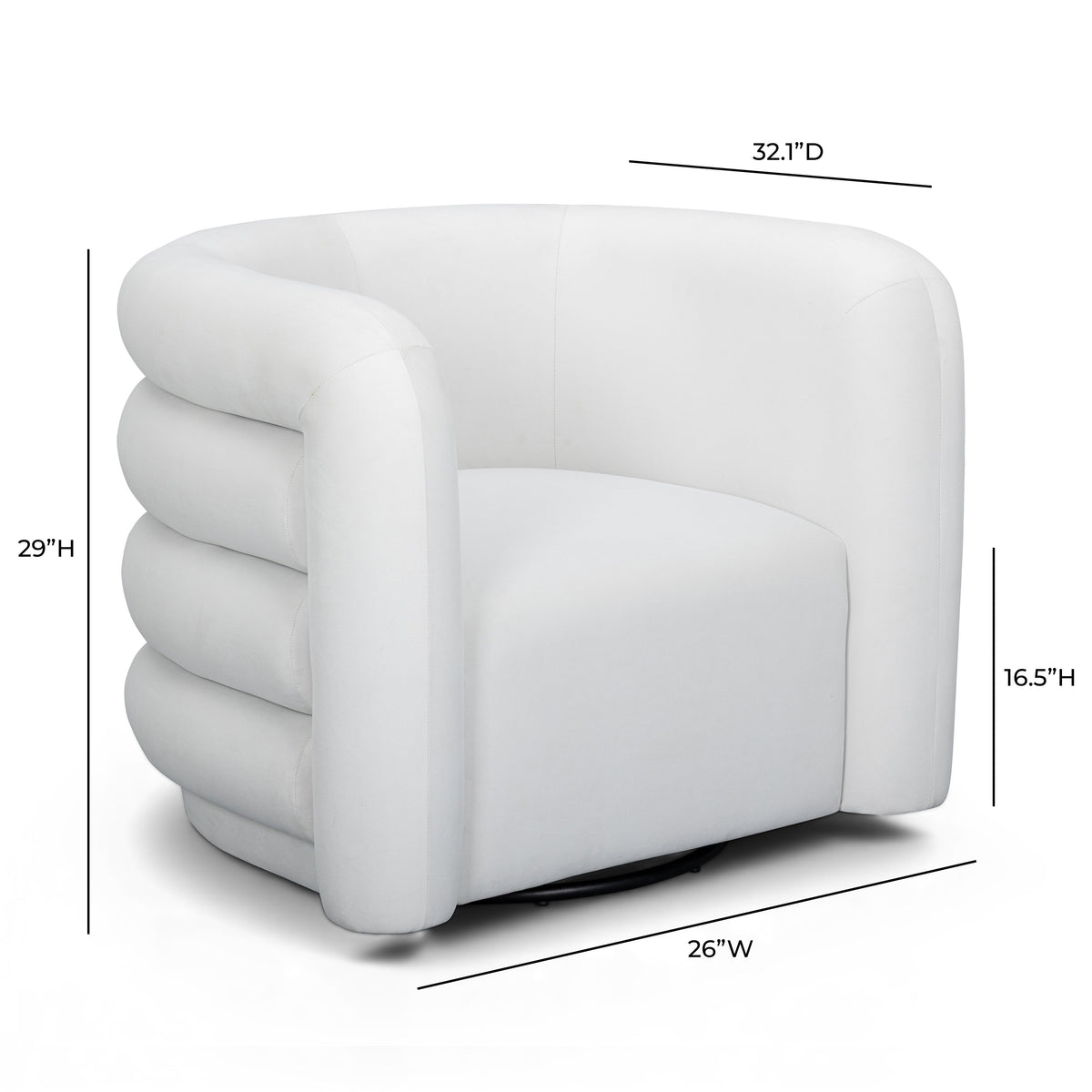 Curves Cream Velvet Swivel Accent Chair by TOV Furniture – photo 7 of 7