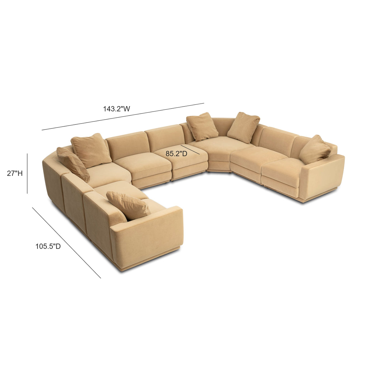 Perry Tan Performance Velvet Modular Large U-Sectional by TOV Furniture – photo 6 of 6