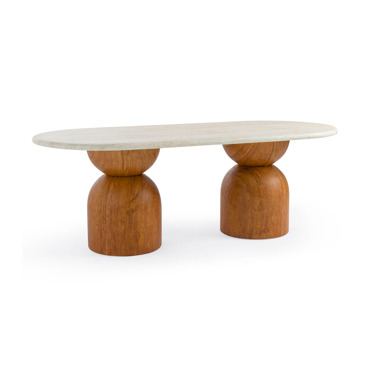Cynthia 87" Faux Travertine Indoor/Outdoor Concrete Oval Dining Table by TOV Furniture – photo 1 of 6