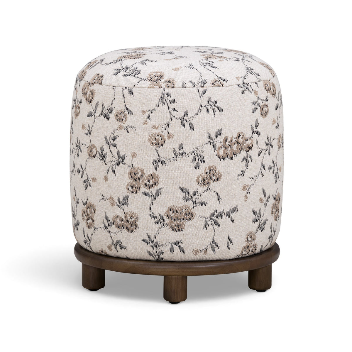 Bisou Beige Floral Jacquard Ottoman by TOV Furniture – photo 1 of 6