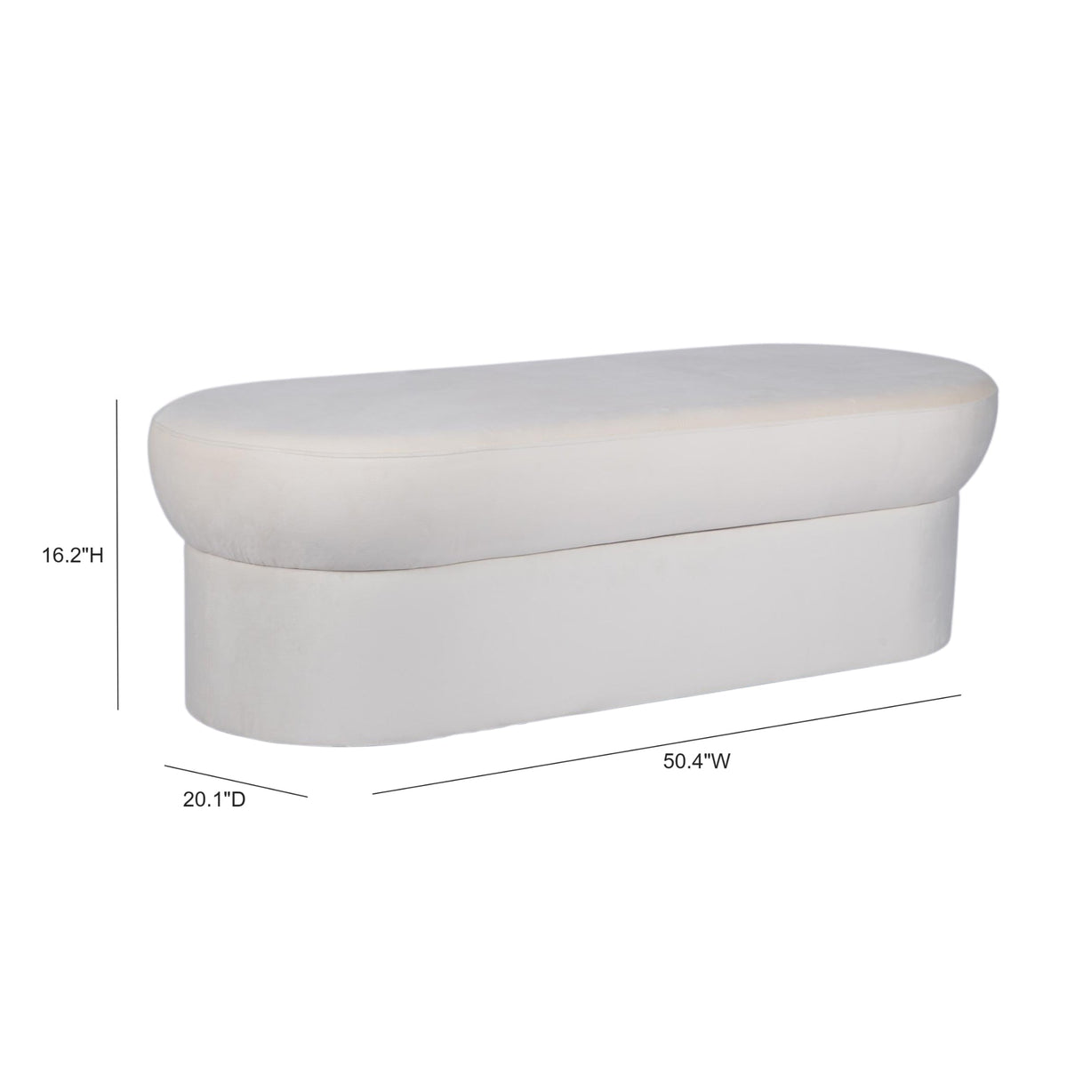 Andrea Cream Performance Velvet 50" Storage Bench by TOV Furniture – photo 7 of 7