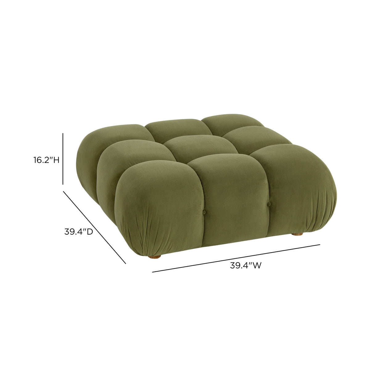 Calliope Olive Green Performance Velvet Modular Ottoman by TOV Furniture – photo 4 of 4