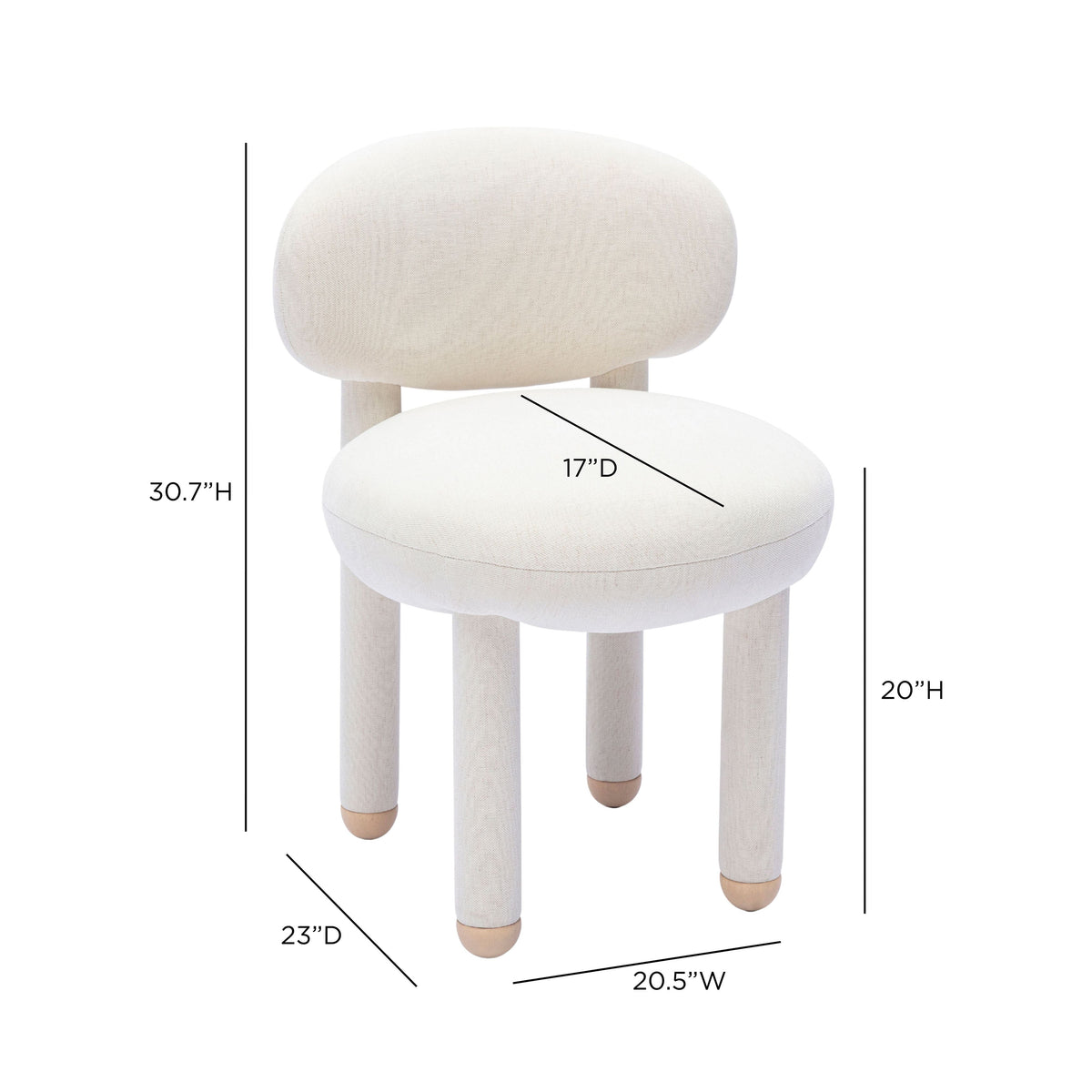 Manu Cream Performance Chenille Dining Chair by TOV Furniture – photo 7 of 7