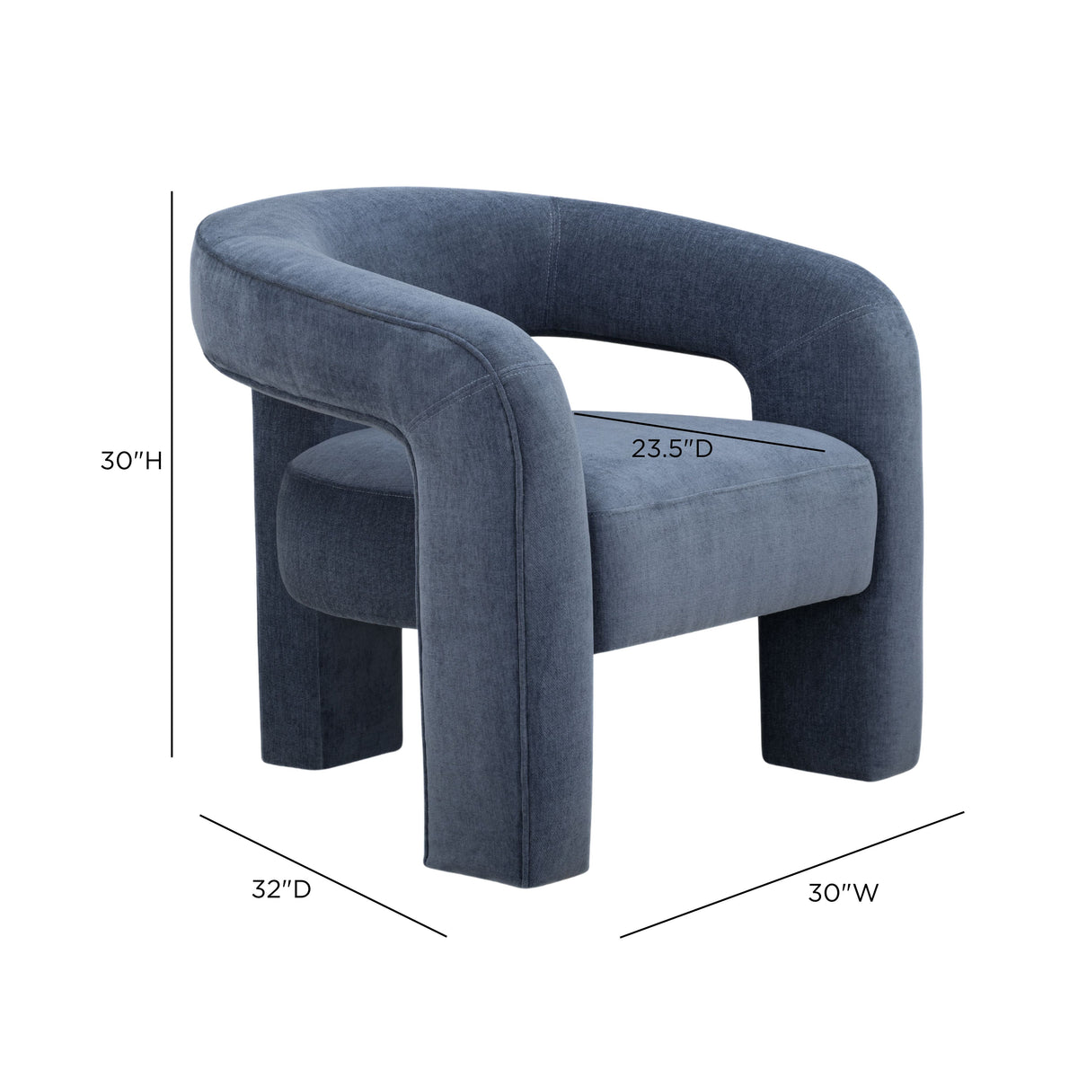 Malone Blue Denim Performance Chenille Accent Chair by TOV Furniture – photo 6 of 6
