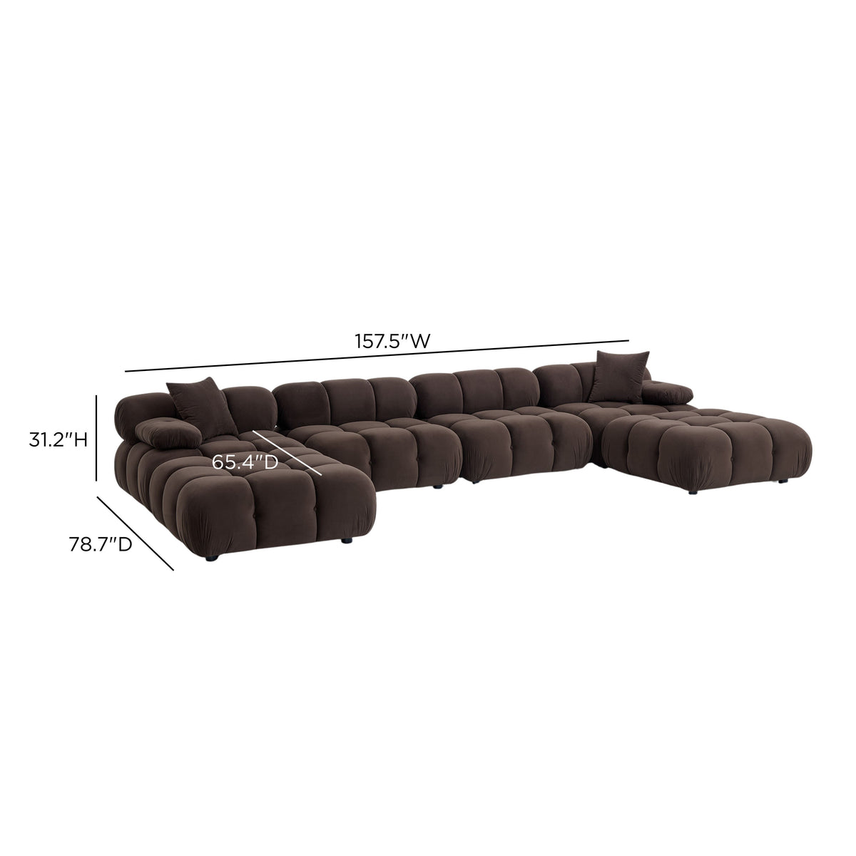 Calliope Dark Brown Performance Velvet 6-piece Modular U-Sectional by TOV Furniture – photo 5 of 5