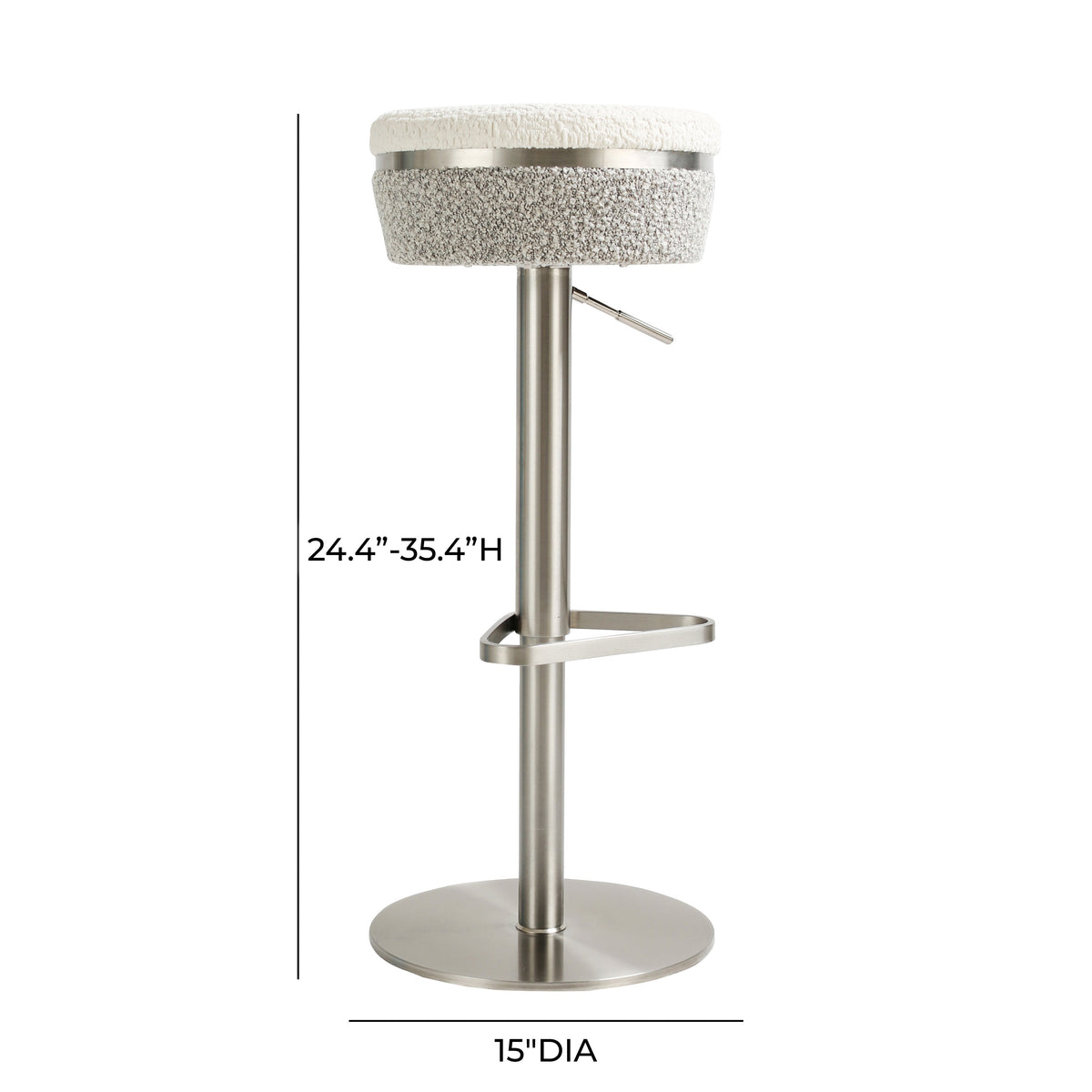 Astro White and Grey Boucle Adjustable Stool by TOV Furniture – photo 7 of 7