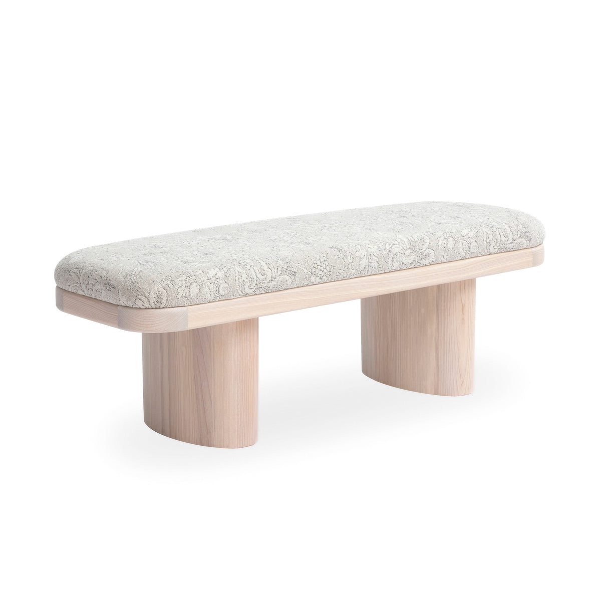 Ollie 48" Neutral Floral Jacquard Bench by TOV Furniture – photo 3 of 6