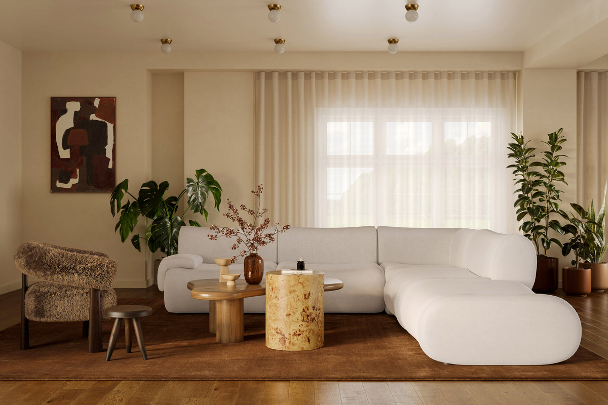 Zenith Cream Upcycled Fabric Modular RAF Sectional by TOV Furniture – photo 2 of 8