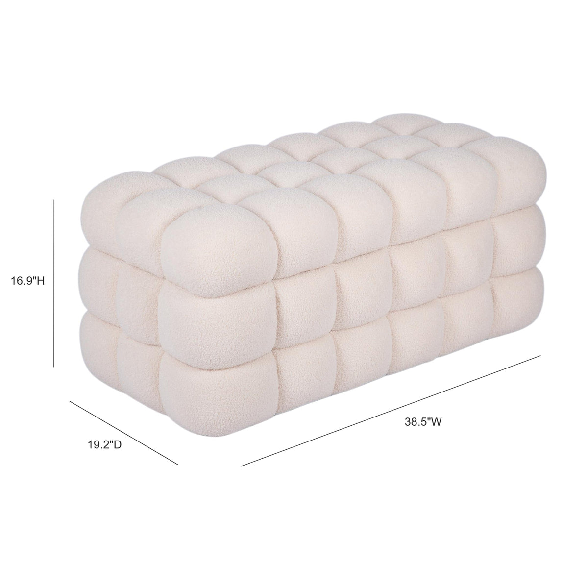 Anita 38.5" Cream Shearling Storage Bench With Reversible Tray Top by TOV Furniture – photo 8 of 9