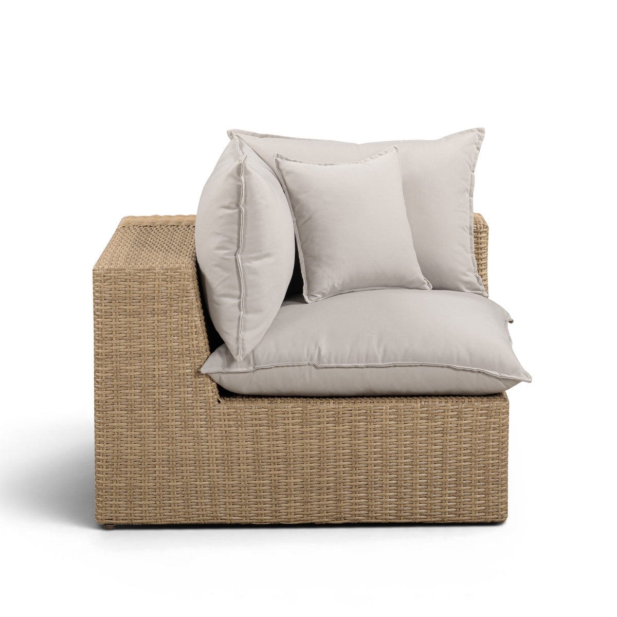 Cali Light Gray Performance Fabric & Brown Wicker Outdoor Corner Chair by TOV Furniture – photo 3 of 5