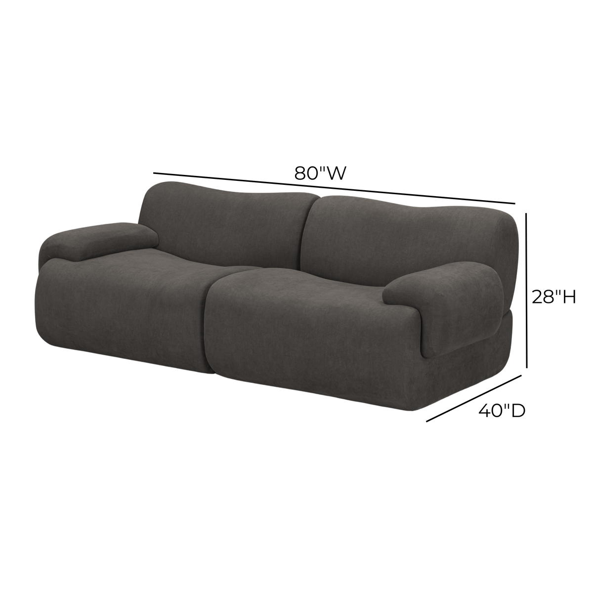 Zenith Gray Upcycled Fabric Modular Loveseat by TOV Furniture – photo 7 of 7