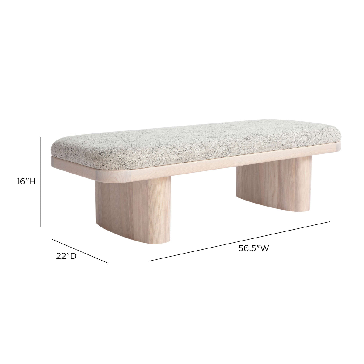 Ollie 56.5" Neutral Floral Jacquard Bench by TOV Furniture – photo 6 of 6