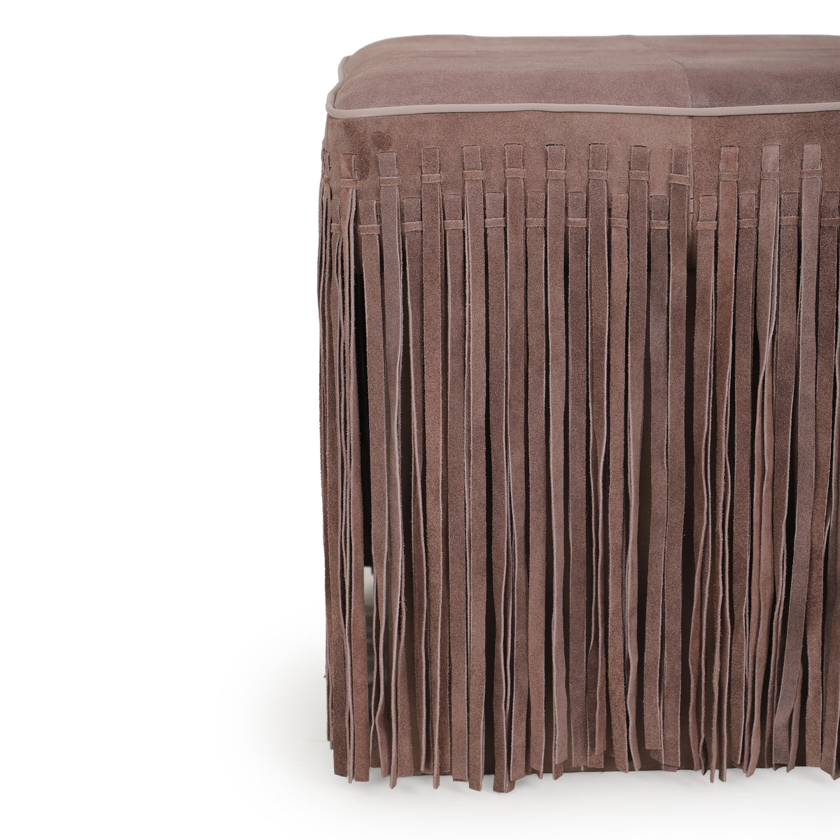 Daphne Square Dusty Pink Suede Fringe Ottoman by TOV Furniture – photo 5 of 6