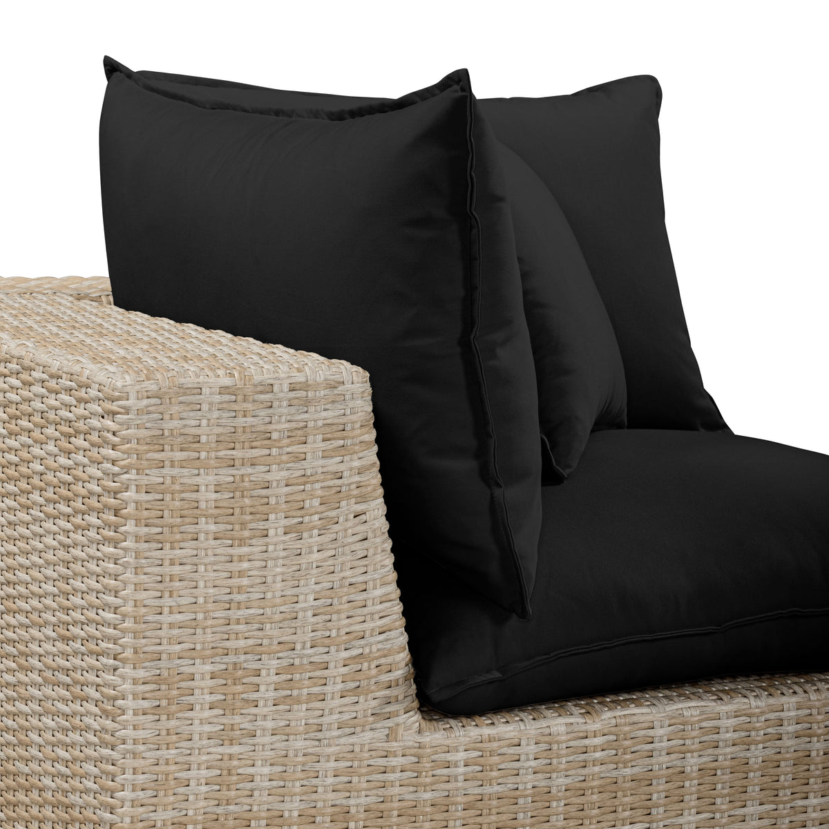 Cali Black Performance Fabric & Natural Wicker Outdoor Corner Chair by TOV Furniture – photo 5 of 6
