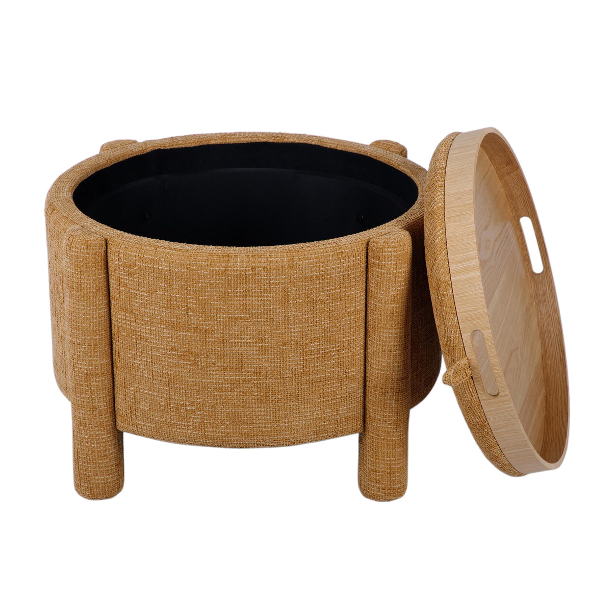 Bellamy Curry Railroad Chenille Storage Stool With Reversible Tray Top by TOV Furniture – photo 6 of 8