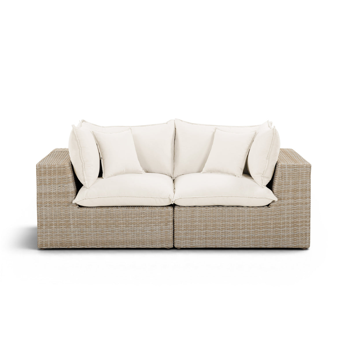 Cali Natural Performance Fabric & Natural Wicker Modular Outdoor Loveseat by TOV Furniture – photo 1 of 6