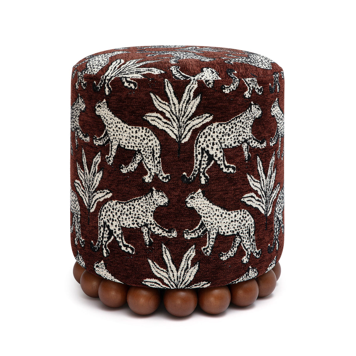 Dex Brown Leopard Jacquard Ottoman by TOV Furniture – photo 1 of 8