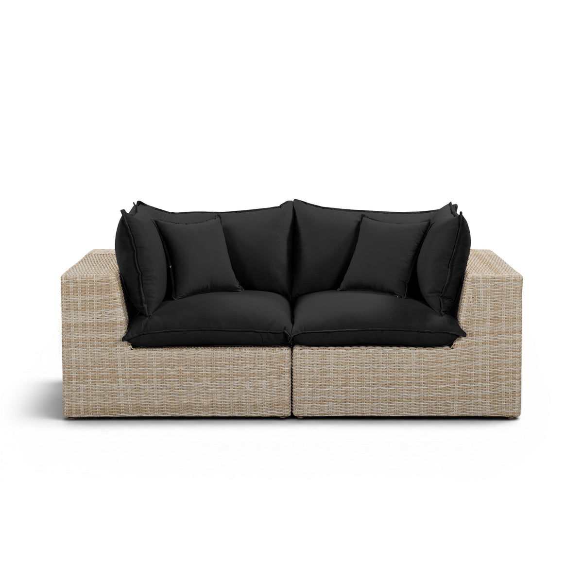 Cali Black Fabric & Natural Wicker Modular Outdoor Loveseat by TOV Furniture – photo 1 of 5