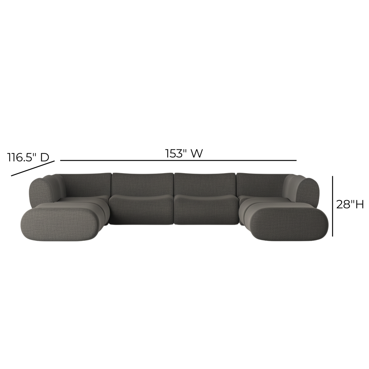 Zenith Grey Upcycled Contract-Grade Fabric Modular Large Chaise Sectional by TOV Furniture – photo 8 of 8