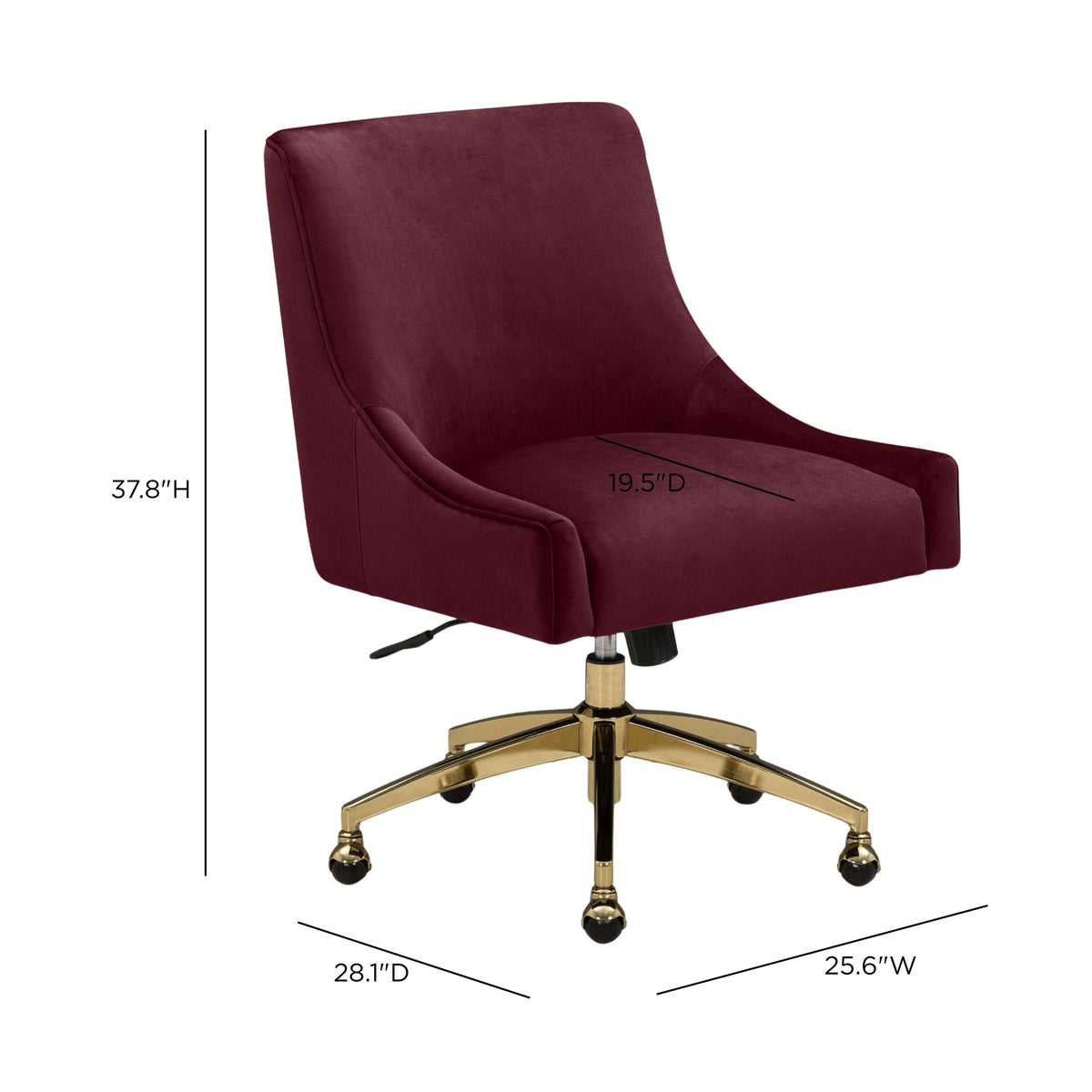 Beatrix Burgundy Performance Velvet Office Swivel Chair by TOV Furniture – photo 7 of 7