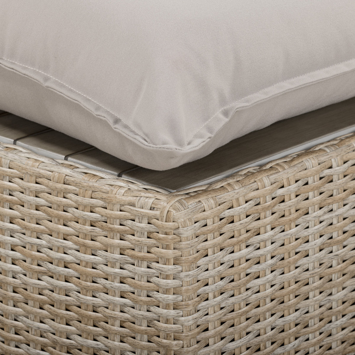Cali Light Gray Performance Fabric & Natural Wicker Outdoor Ottoman by TOV Furniture – photo 4 of 5