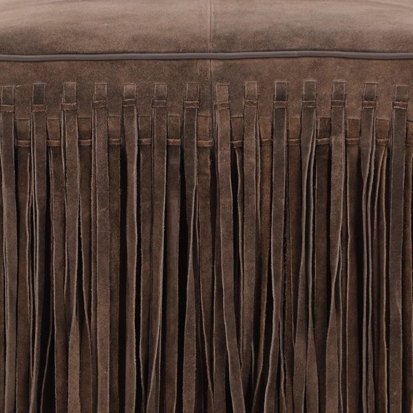 Daphne Square Chocolate Brown Suede Fringe Ottoman by TOV Furniture – photo 7 of 7