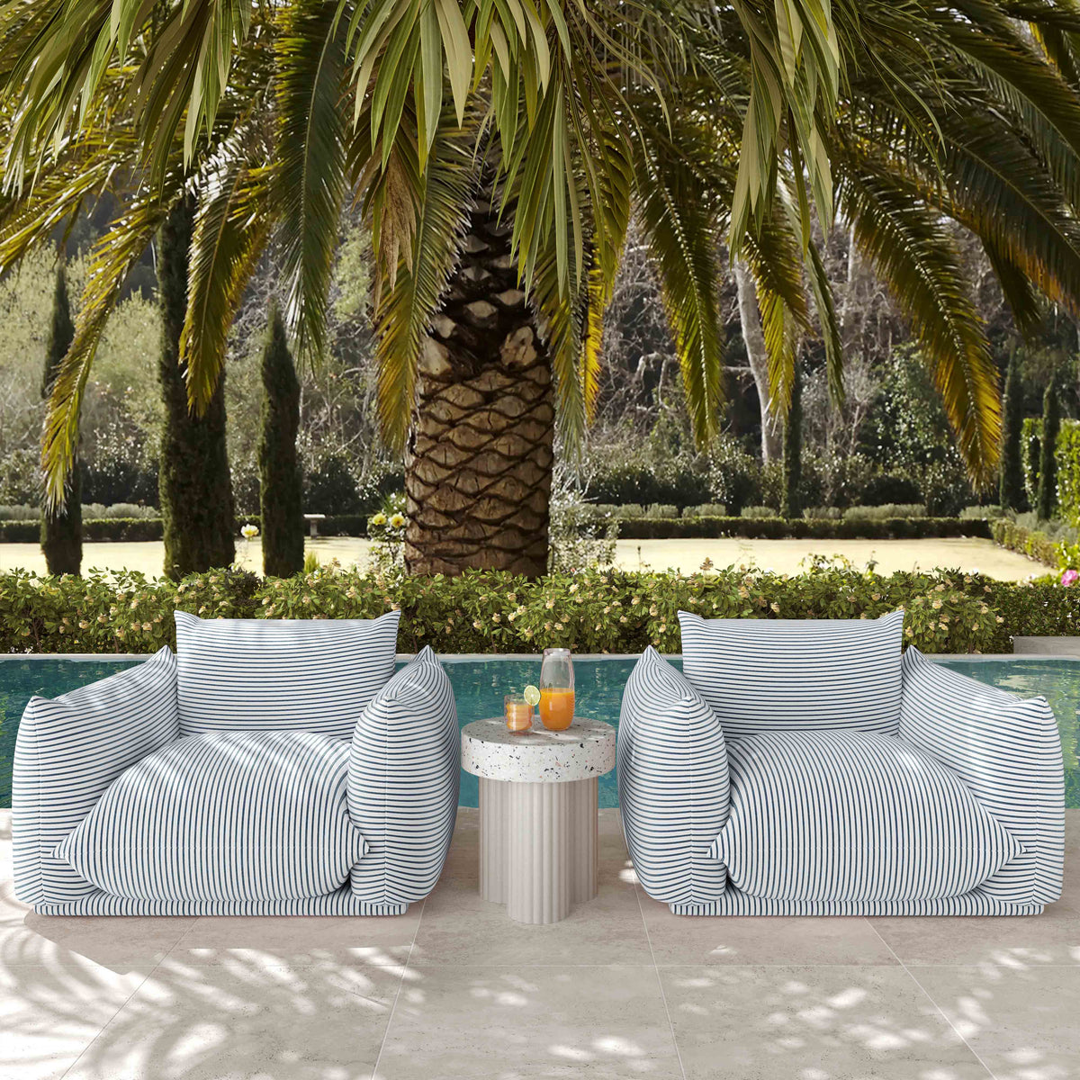 Saint Tropez Stuffed Indoor/Outdoor Armchair in Blue by TOV Furniture – photo 2 of 7
