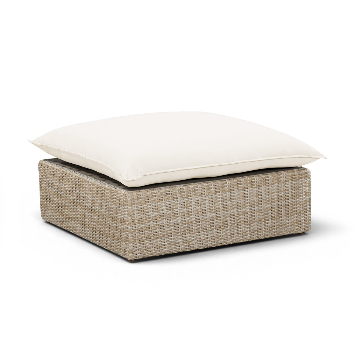 Cali Natural Performance Fabric & Natural Wicker Outdoor Ottoman by TOV Furniture – photo 2 of 5