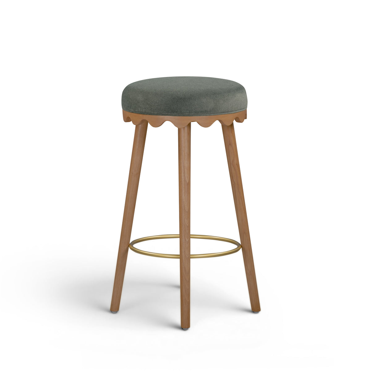 Oodle Green Performance Vegan Mohair Light Walnut Bar Stool by TOV Furniture – photo 2 of 6