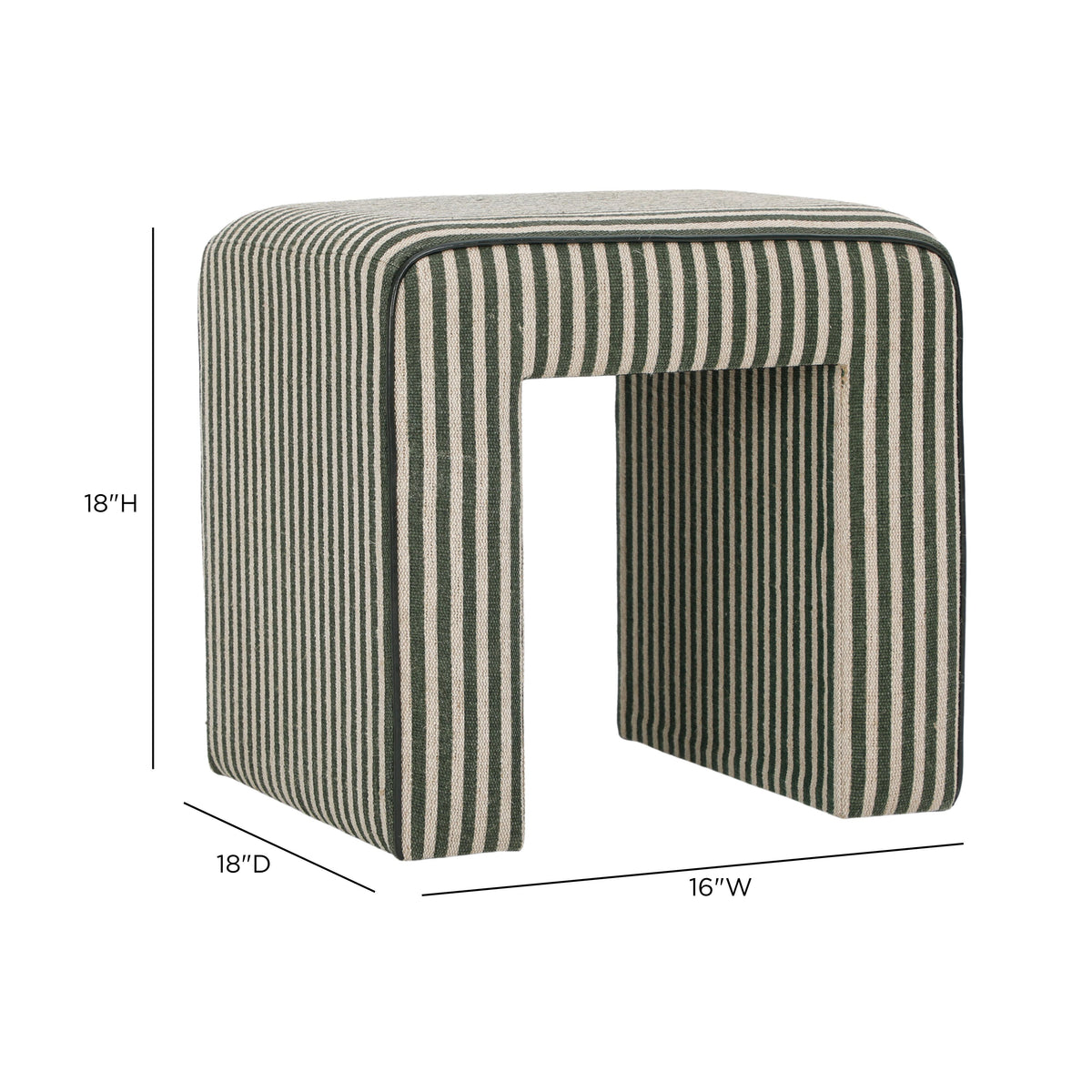 Byron Square Green Stripe Cotton Jute Ottoman by TOV Furniture – photo 5 of 6
