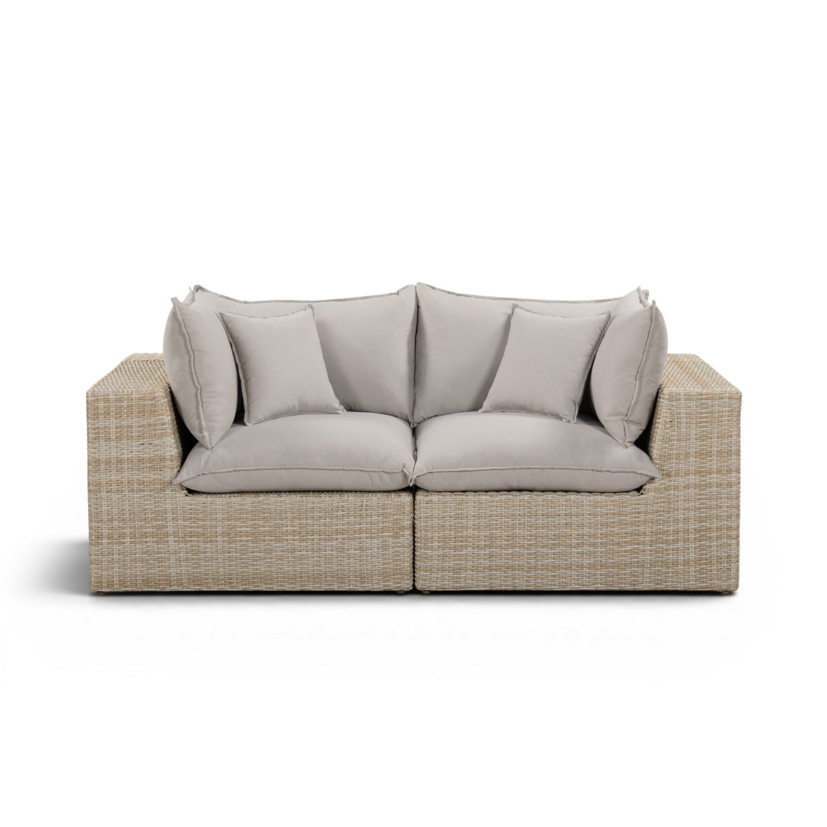 Cali Light Gray Fabric & Natural Wicker Modular Outdoor Loveseat by TOV Furniture – photo 1 of 6